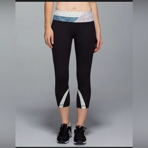 Lululemon Athletica Black Leggings with Floral Trim